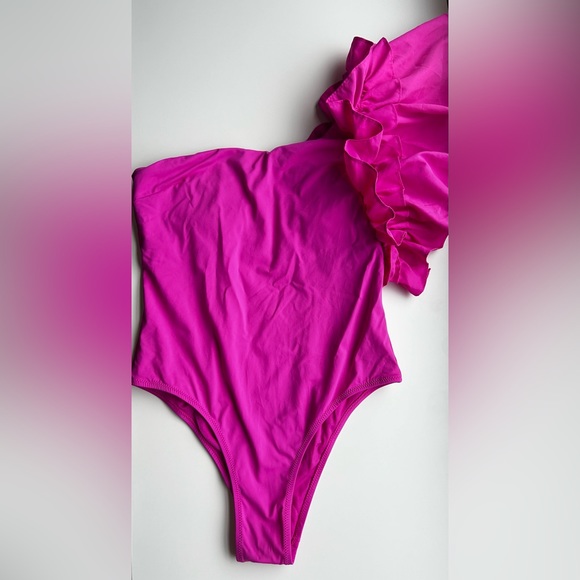 Zara Ruffle Swimsuit in Fuchsia - Picture 3 of 7